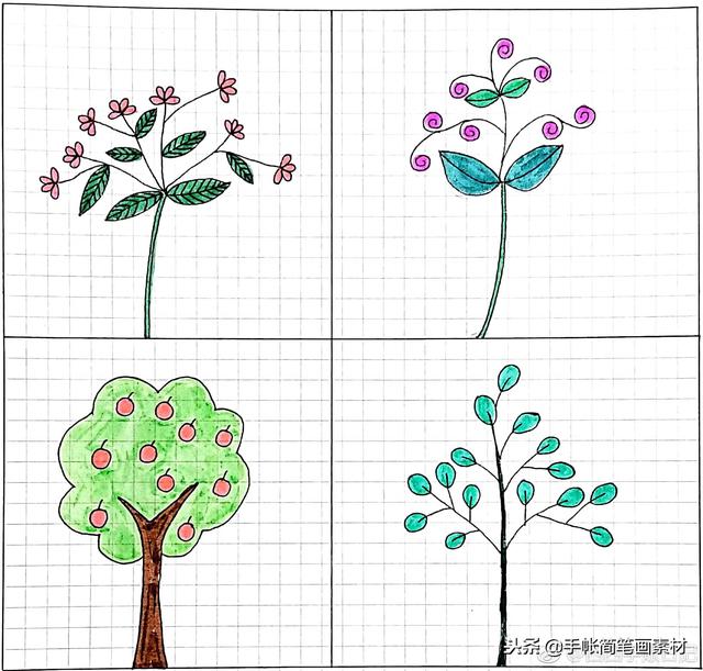 小清新风格小树的简笔画~
