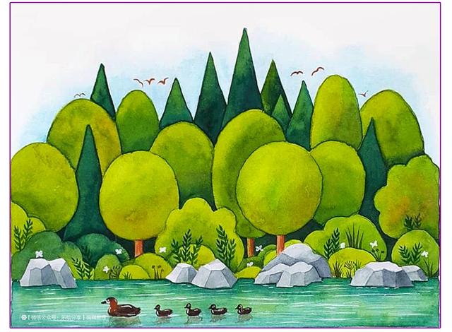 绘画素材｜简单纯净的自然童画