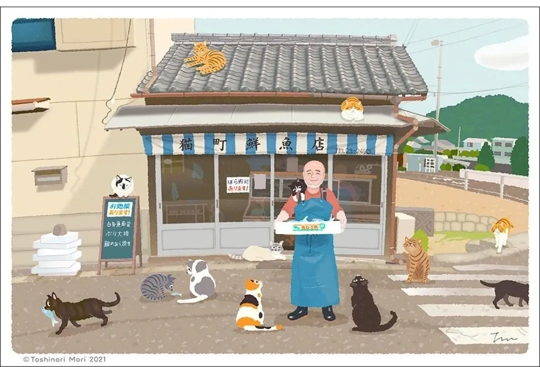 超治愈！跟着日本插画师笔下的猫咪去踏青，把清新的风光尽收眼底