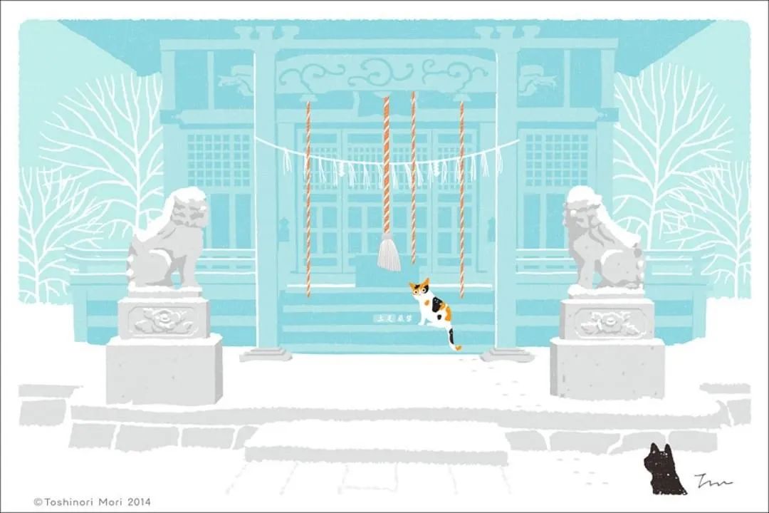 超治愈！跟着日本插画师笔下的猫咪去踏青，把清新的风光尽收眼底