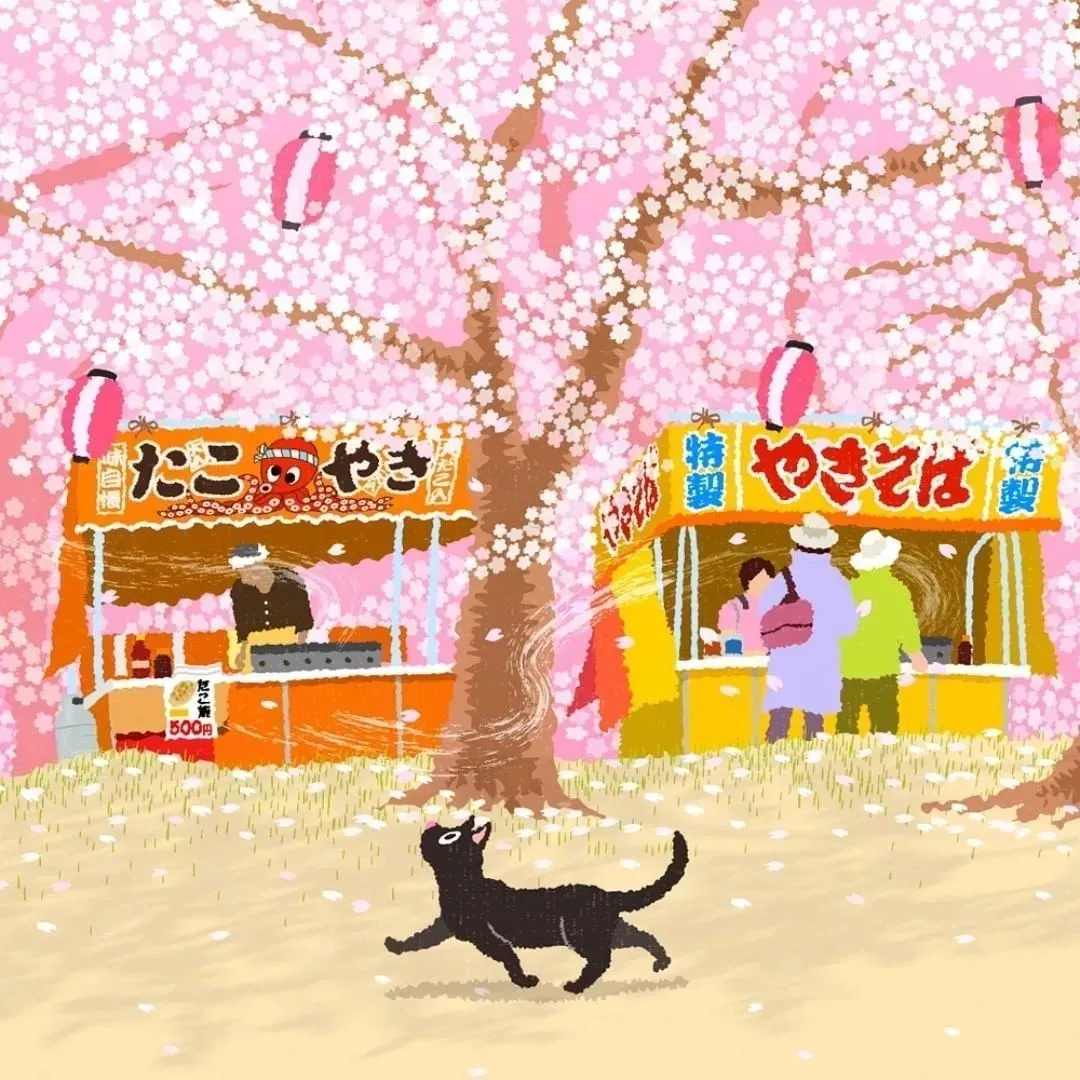超治愈！跟着日本插画师笔下的猫咪去踏青，把清新的风光尽收眼底