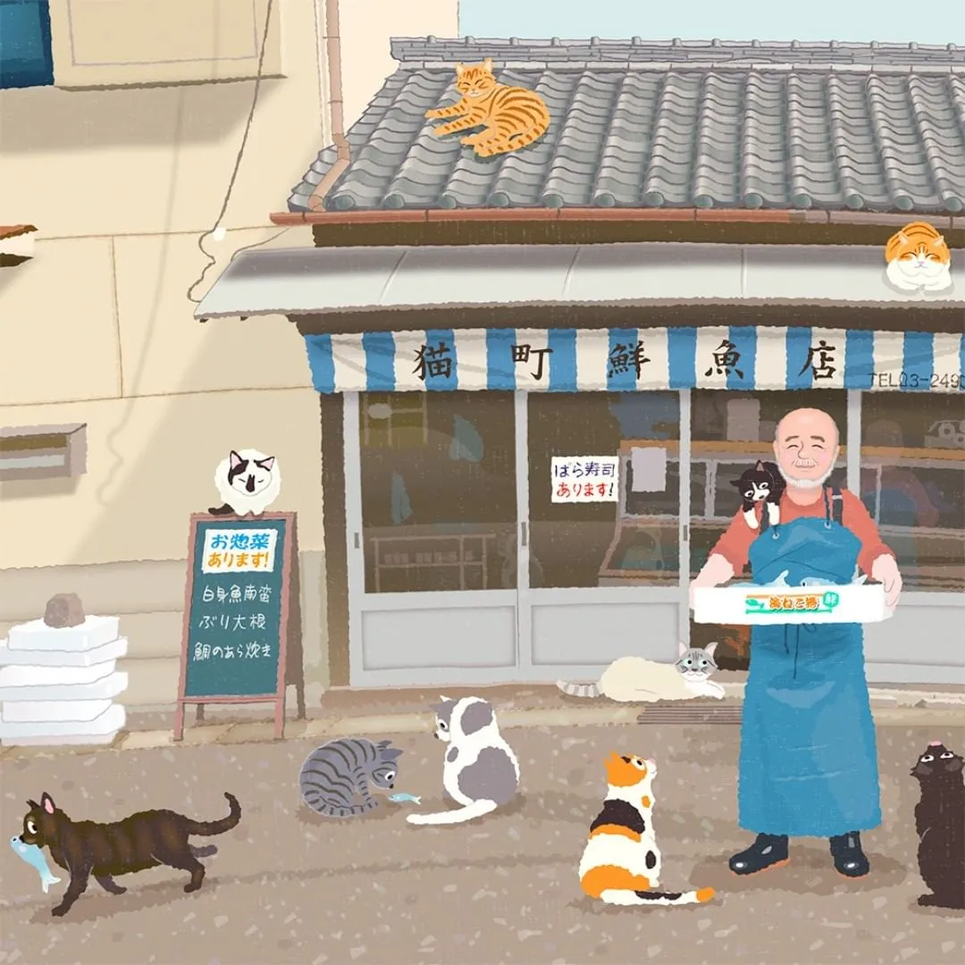 超治愈！跟着日本插画师笔下的猫咪去踏青，把清新的风光尽收眼底