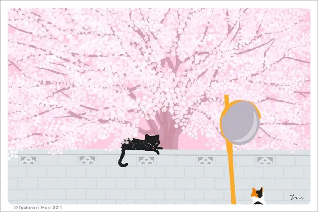 超治愈！跟着日本插画师笔下的猫咪去踏青，把清新的风光尽收眼底