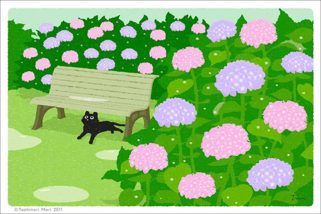 超治愈！跟着日本插画师笔下的猫咪去踏青，把清新的风光尽收眼底