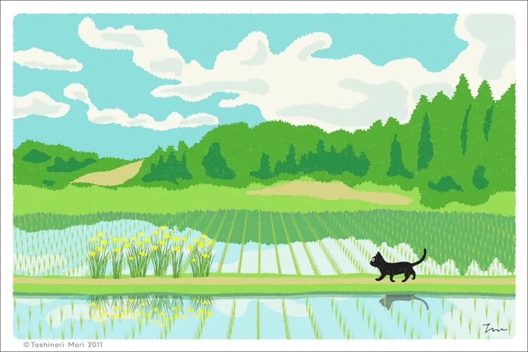 超治愈！跟着日本插画师笔下的猫咪去踏青，把清新的风光尽收眼底