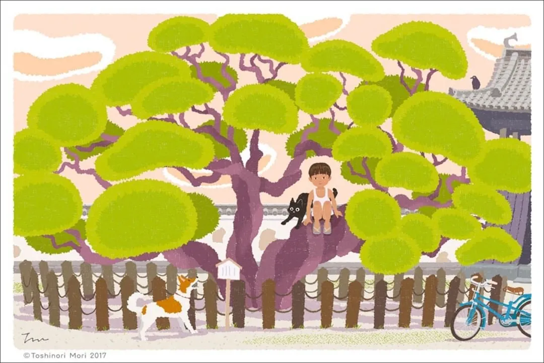 超治愈！跟着日本插画师笔下的猫咪去踏青，把清新的风光尽收眼底