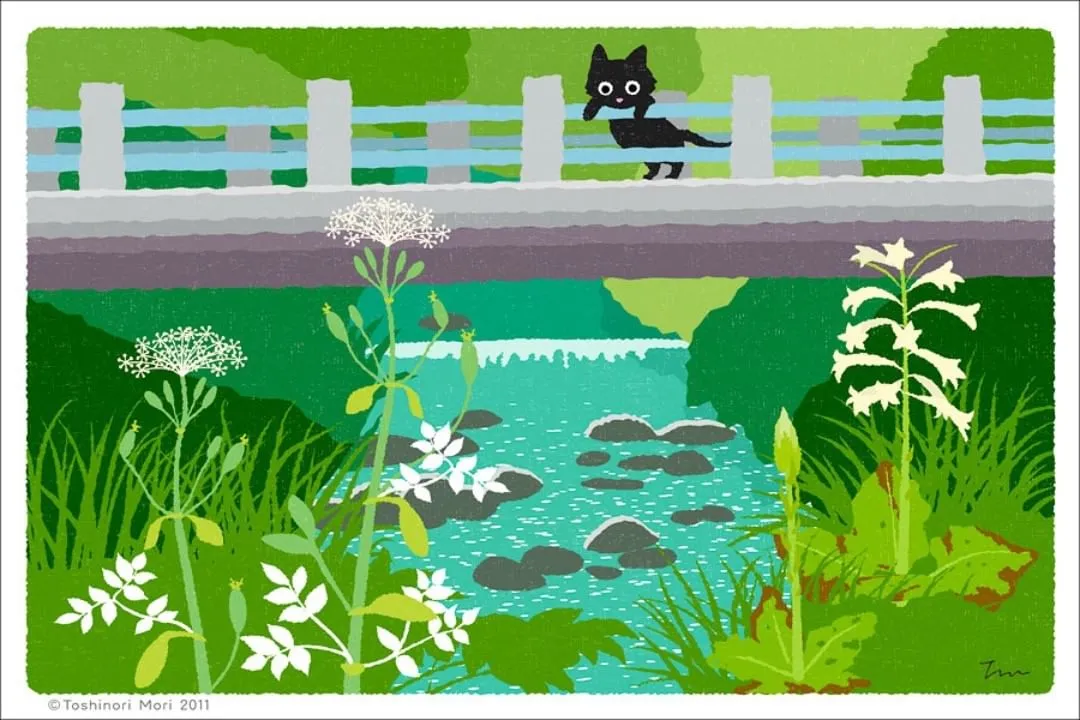 超治愈！跟着日本插画师笔下的猫咪去踏青，把清新的风光尽收眼底