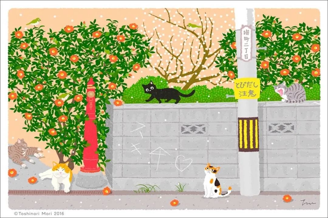 超治愈！跟着日本插画师笔下的猫咪去踏青，把清新的风光尽收眼底