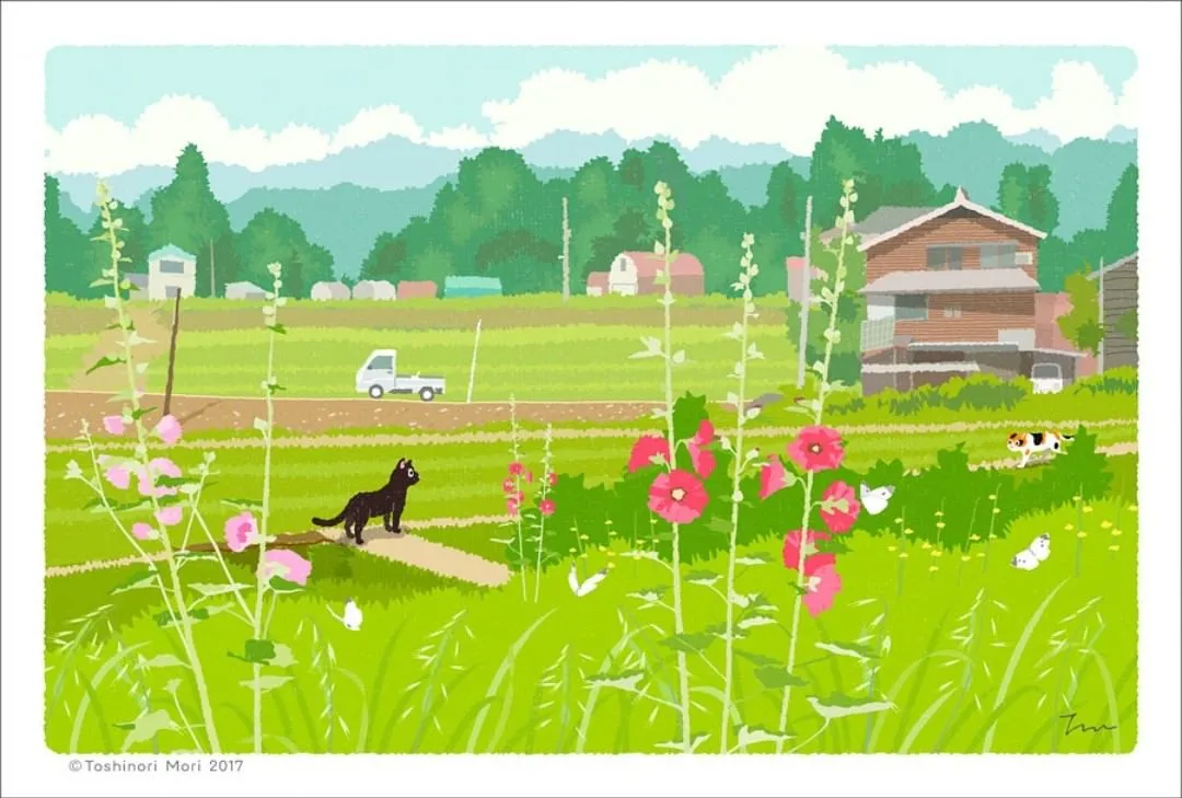 超治愈！跟着日本插画师笔下的猫咪去踏青，把清新的风光尽收眼底